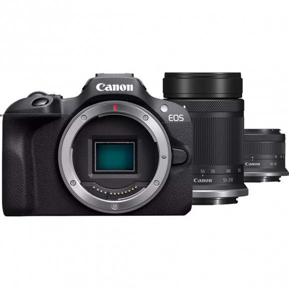 Canon EOS R100 Mirrorless Camera + RF-S 18-45mm IS STM Lens + RF-S 55-210mm IS STM Lens